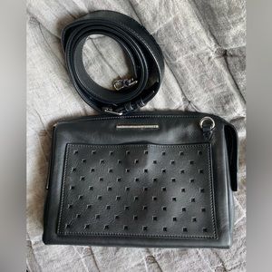 Marc by Marc Jacobs Black leather “Fold’em Perforated Dita” purse (detach strap)